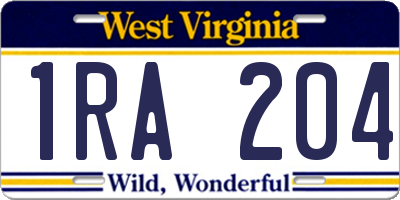 WV license plate 1RA204