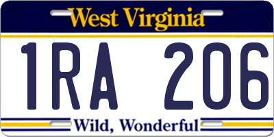 WV license plate 1RA206