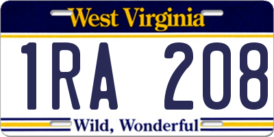 WV license plate 1RA208