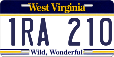WV license plate 1RA210