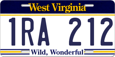 WV license plate 1RA212