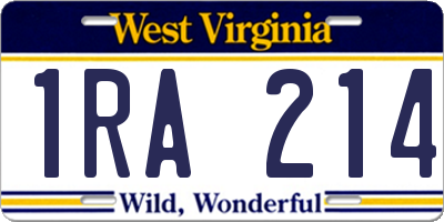 WV license plate 1RA214