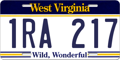 WV license plate 1RA217