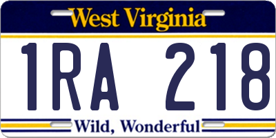 WV license plate 1RA218