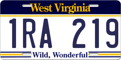 WV license plate 1RA219