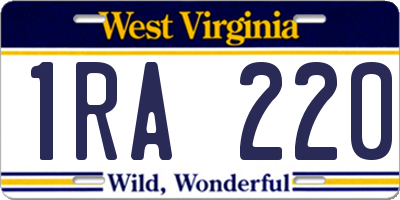 WV license plate 1RA220