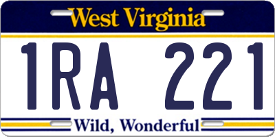 WV license plate 1RA221
