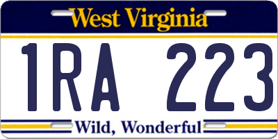 WV license plate 1RA223