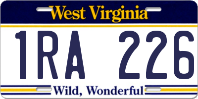 WV license plate 1RA226