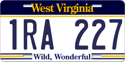 WV license plate 1RA227