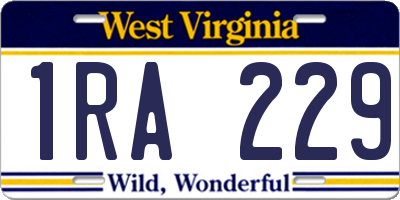 WV license plate 1RA229