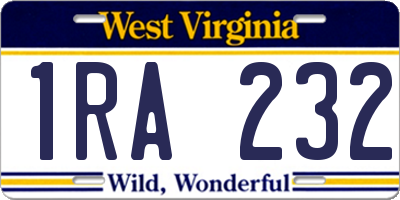 WV license plate 1RA232