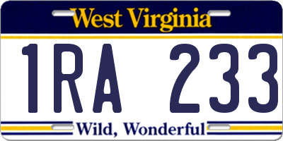 WV license plate 1RA233