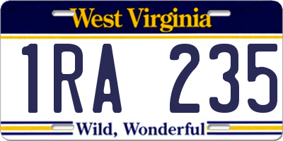 WV license plate 1RA235