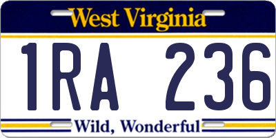 WV license plate 1RA236