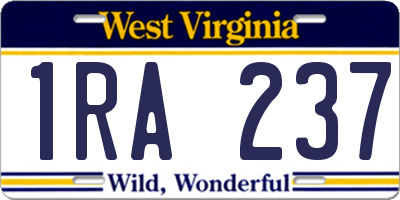 WV license plate 1RA237