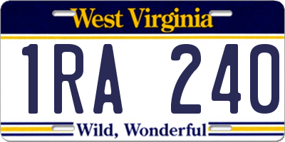 WV license plate 1RA240