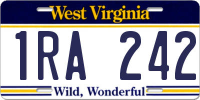 WV license plate 1RA242