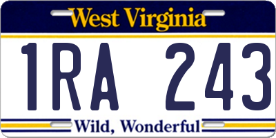 WV license plate 1RA243