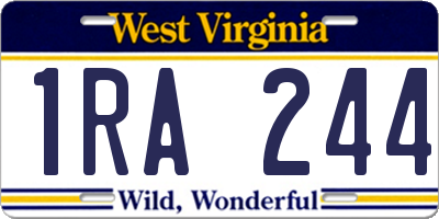 WV license plate 1RA244