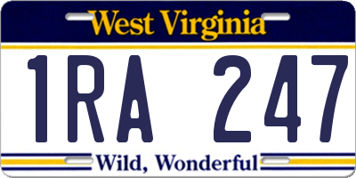 WV license plate 1RA247