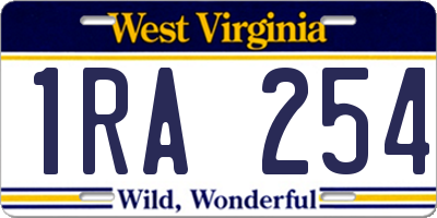 WV license plate 1RA254