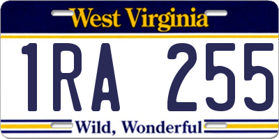 WV license plate 1RA255