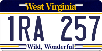 WV license plate 1RA257