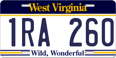 WV license plate 1RA260