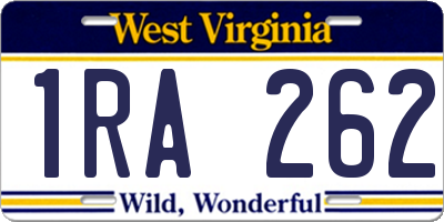 WV license plate 1RA262