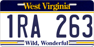 WV license plate 1RA263