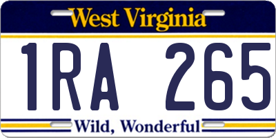 WV license plate 1RA265