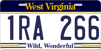 WV license plate 1RA266