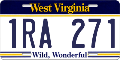 WV license plate 1RA271