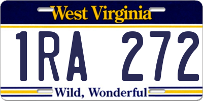 WV license plate 1RA272