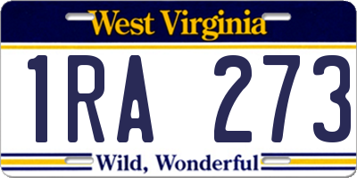 WV license plate 1RA273