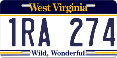 WV license plate 1RA274
