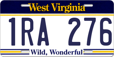 WV license plate 1RA276