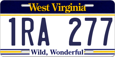 WV license plate 1RA277