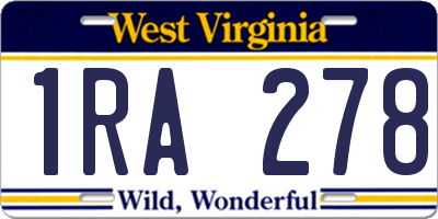 WV license plate 1RA278