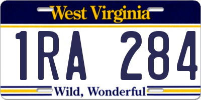 WV license plate 1RA284