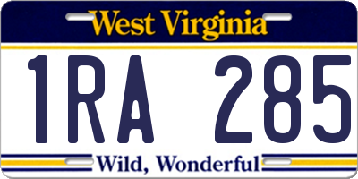 WV license plate 1RA285