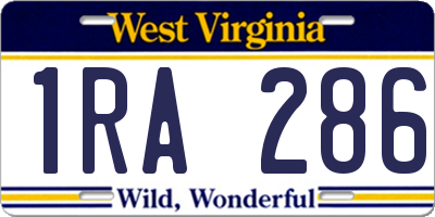WV license plate 1RA286