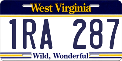 WV license plate 1RA287