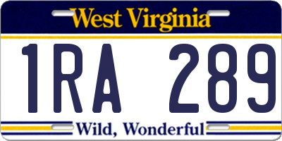 WV license plate 1RA289
