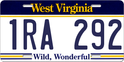 WV license plate 1RA292