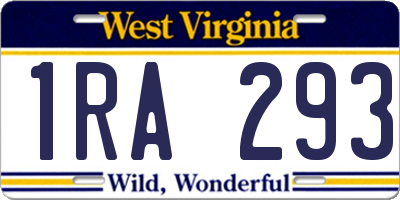 WV license plate 1RA293