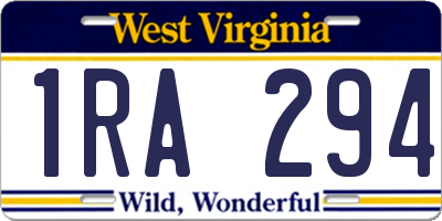 WV license plate 1RA294