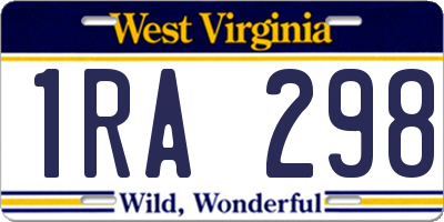 WV license plate 1RA298