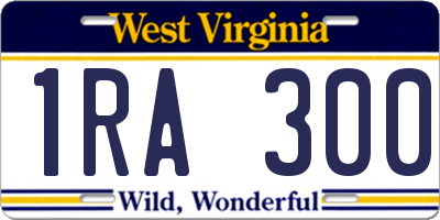 WV license plate 1RA300